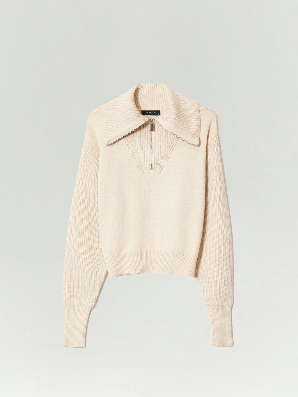 Укороченный джемпер на молнии с воротником апаш - Emka фото 5