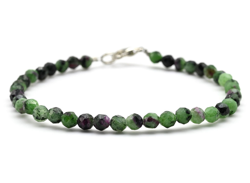 Браслет из цоизита шарик граненый 2мм, 17см