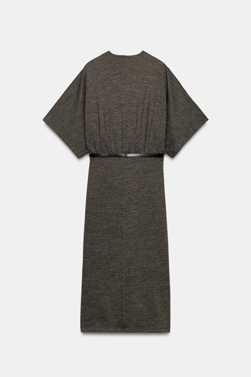 VESTIDO MIDI PIQU? CINTUR?N / Verde oscuro - Zara фото 8