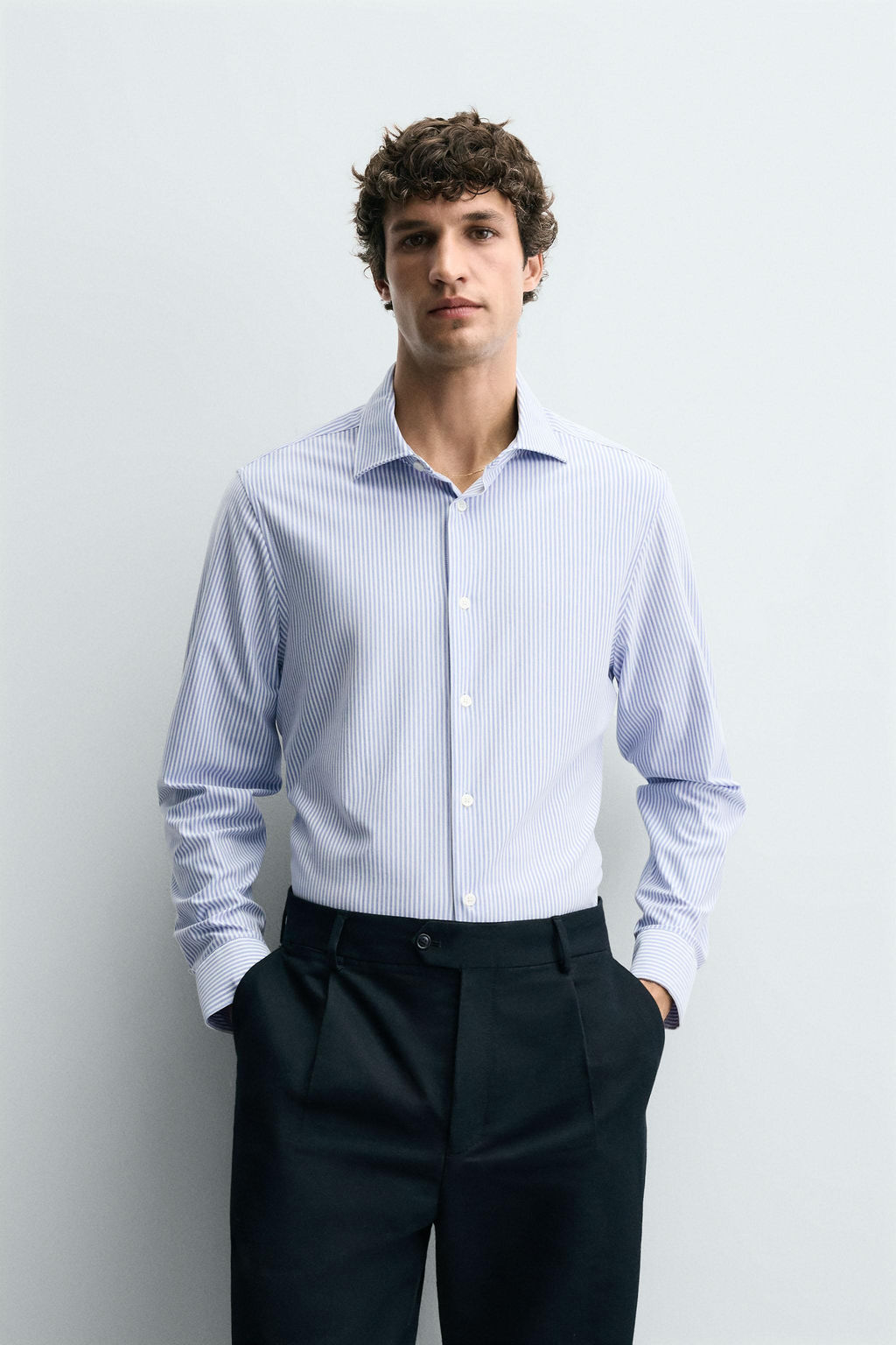 CAMISA REGULAR FIT / Azul / Blanco - Zara фото 2