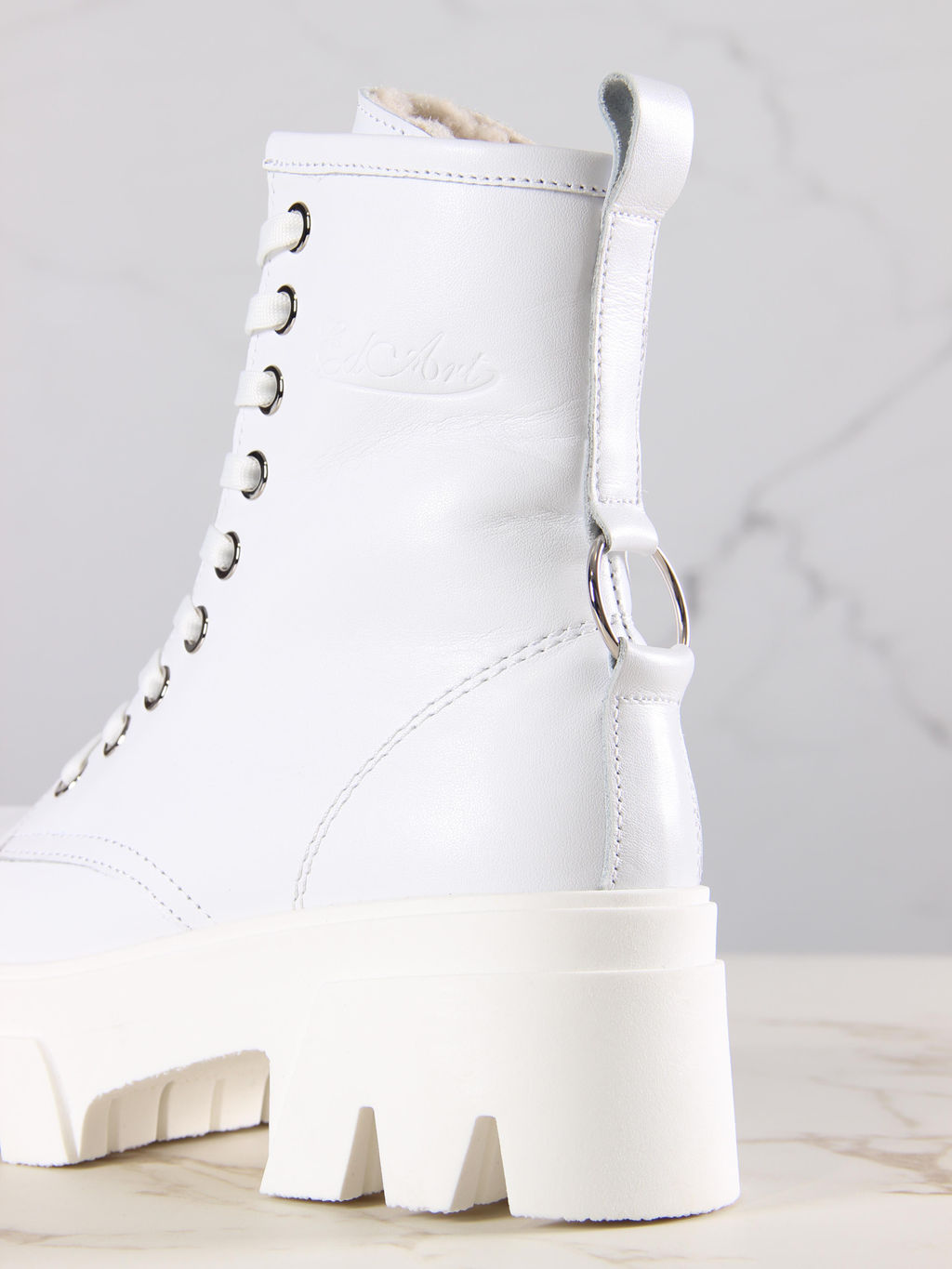 Ботинки 329.зиплайнw.Белый/байка