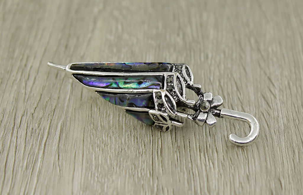 Брошь "Зонт-2" перламутр гелиотис