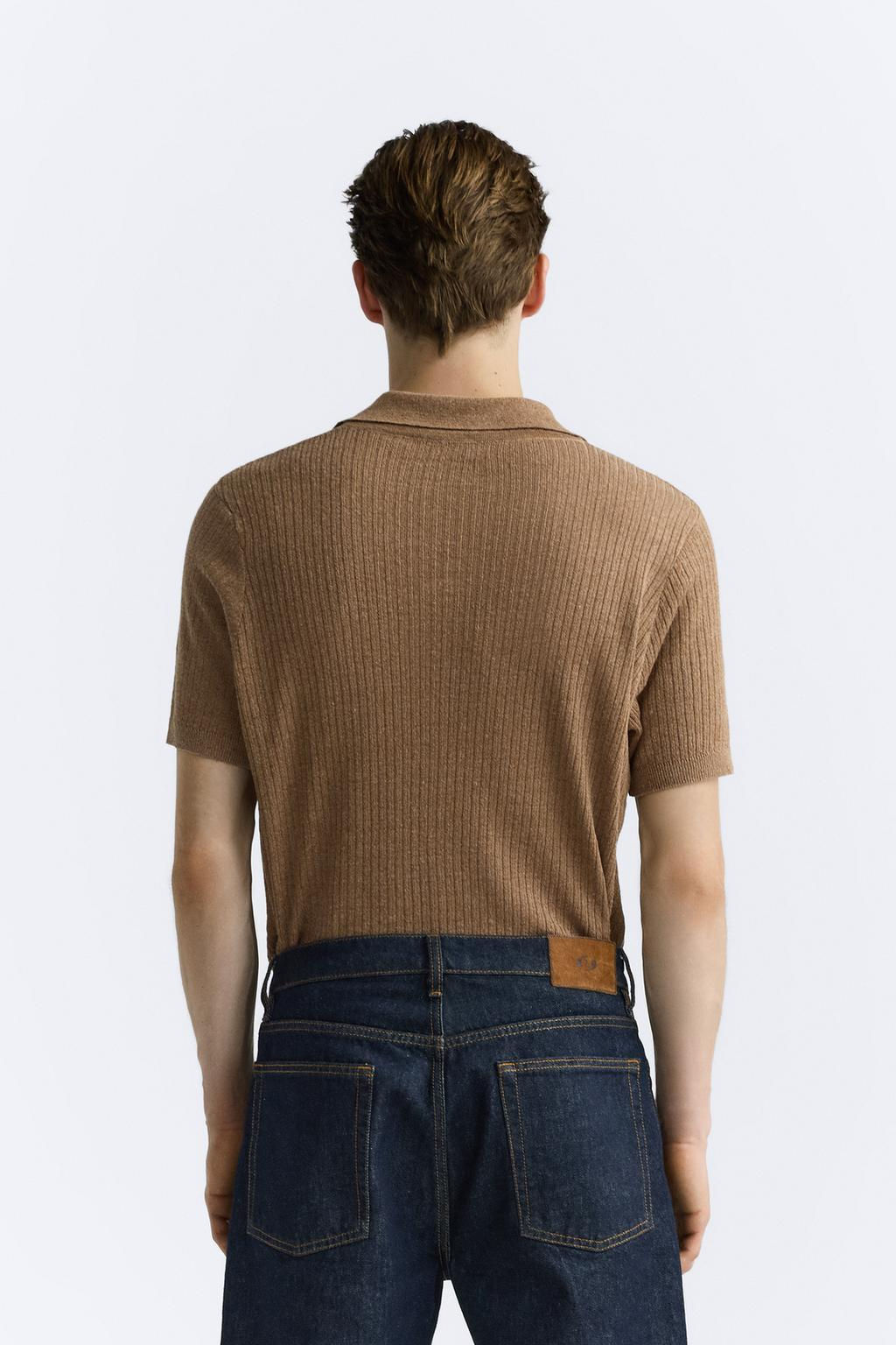 LINEN - VISCOSE KNIT POLO SHIRT - Zara фото 6