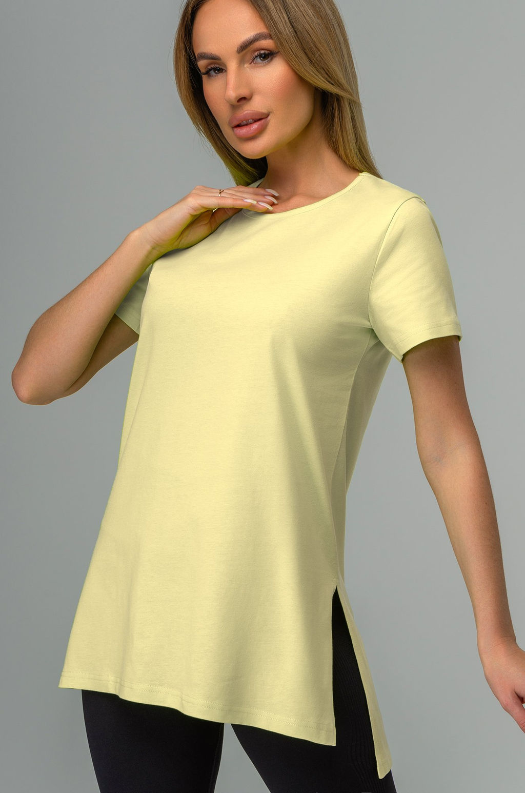 Женская удлиненная футболка с разрезами Happyfox