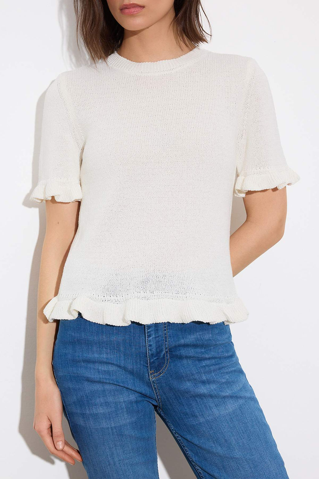 Limited Edition Ekru F?rf?r Detayl? Bisiklet Yaka Triko Bluz TWOSS26BZ00135