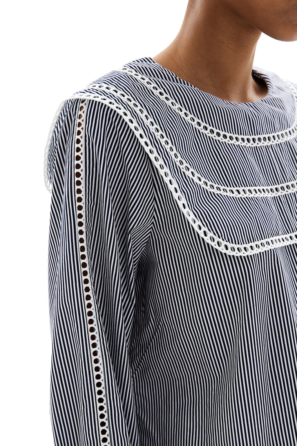 Blusa de algodon con ribetes de encaje - H&m фото 3