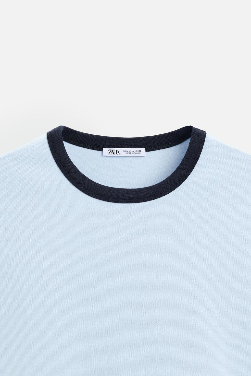 BASIC CONTRAST RIB T-SHIRT - Zara фото 32