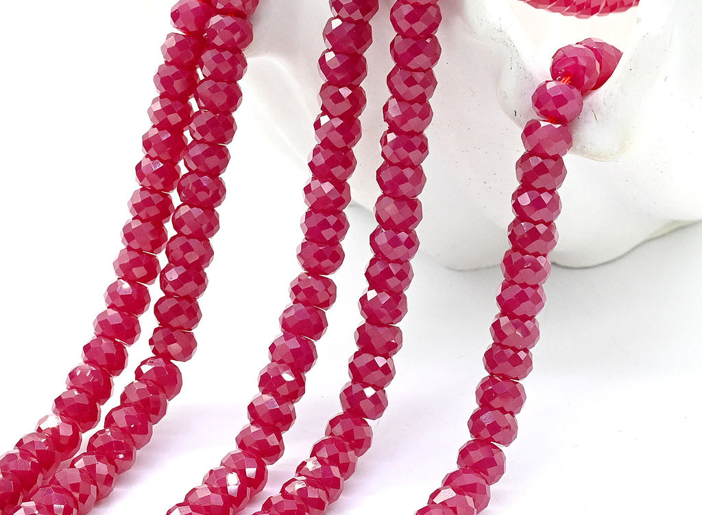 Бусины из рубина рондель граненый 6*4мм, 38см, 97 бусин Радуга камня