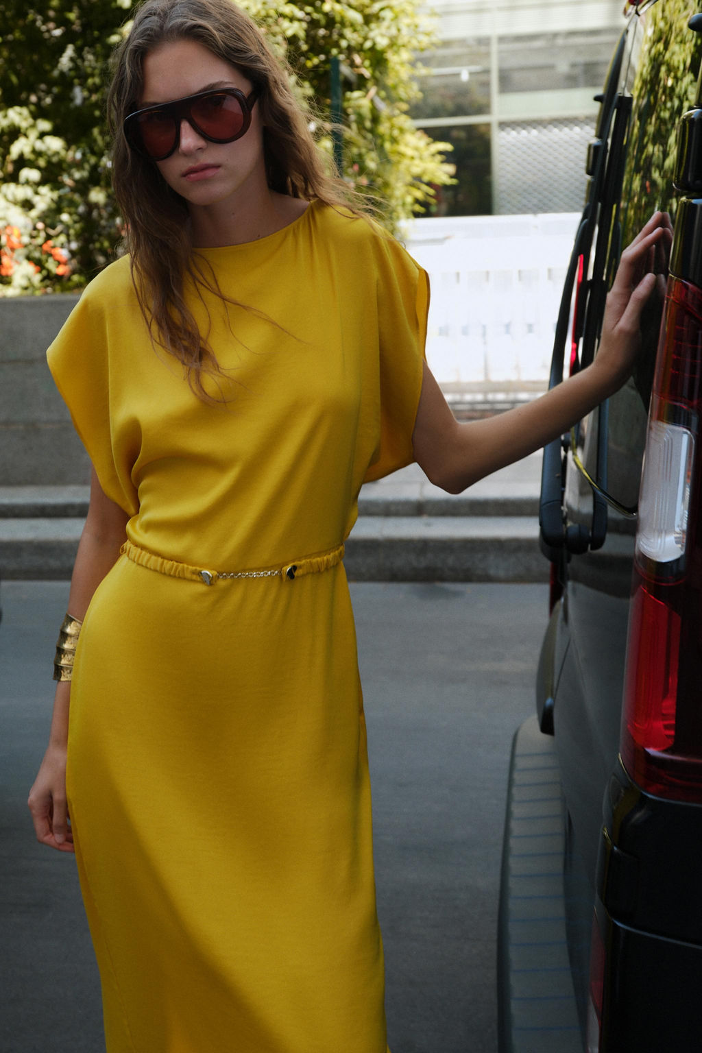 BELTED SATIN MIDI DRESS - Zara фото 13