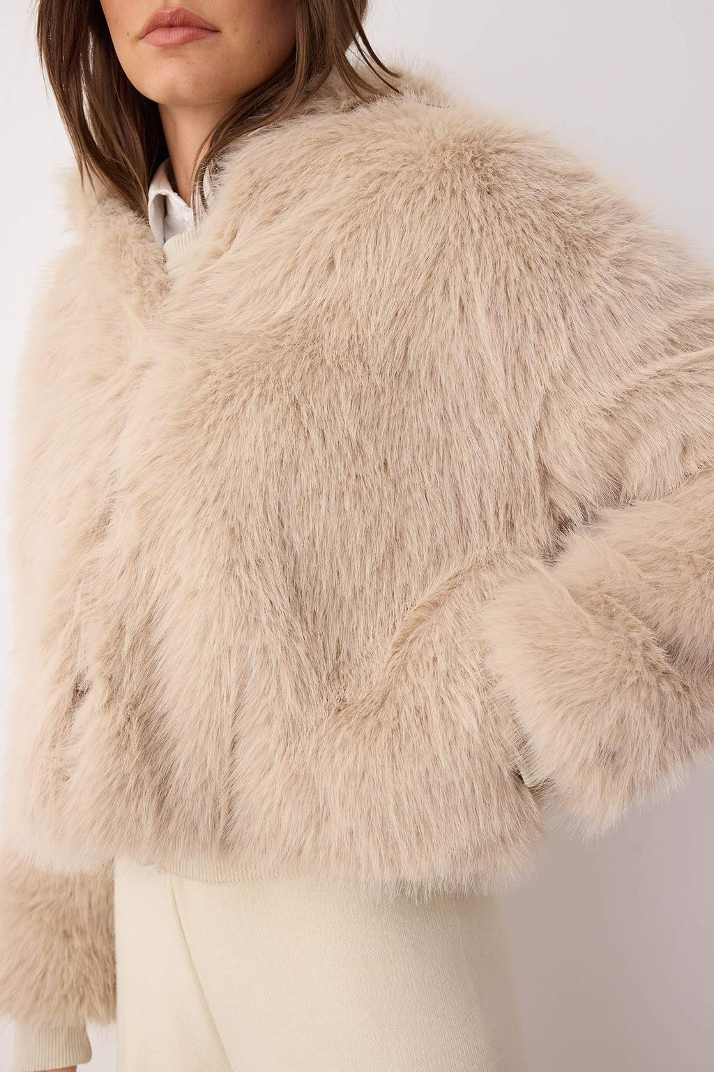 Bej Oversize Kal?p Kapusonlu Kurk Mont TWOAW26MO00025 - Trendyolmilla фото 11