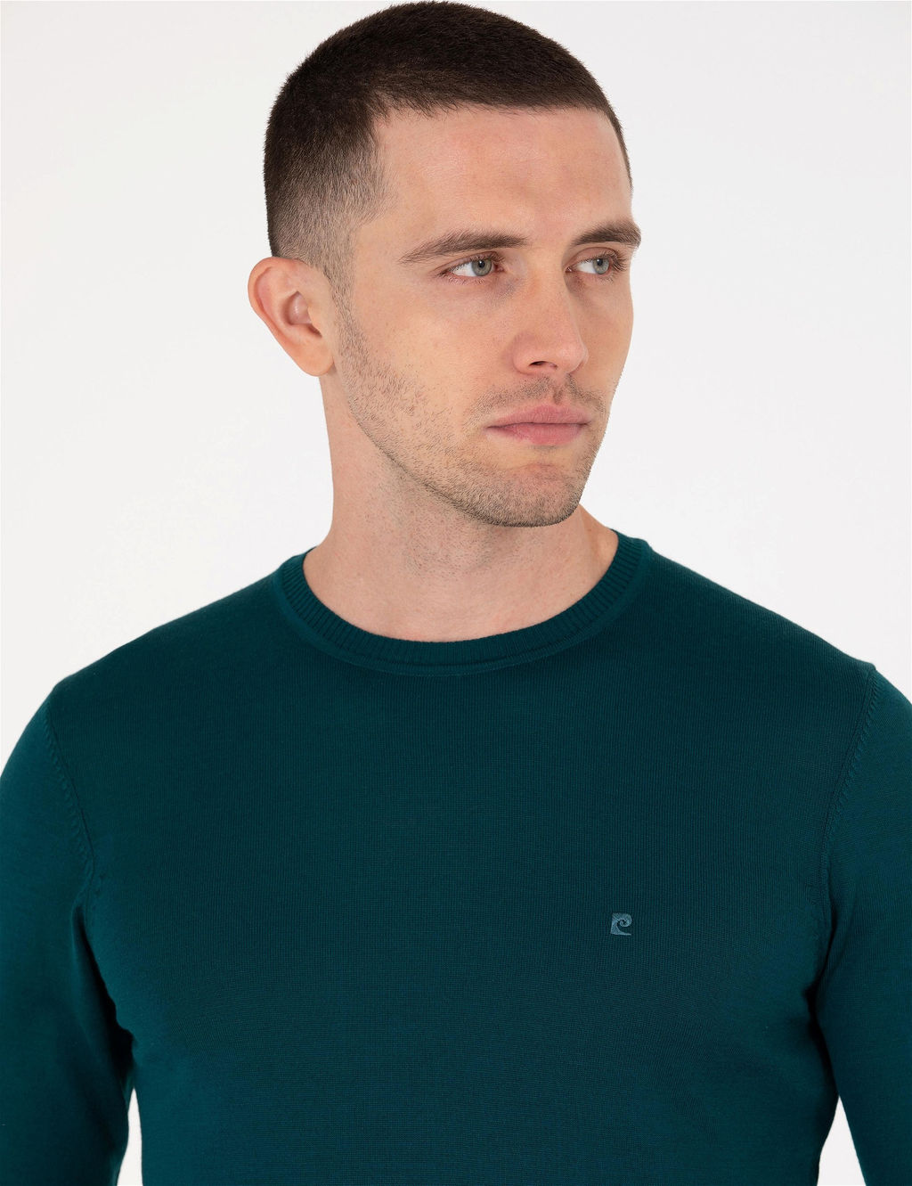 Ye_il Slim Fit Bisiklet Yaka Y_n Kar___ml_ Basic Triko Kazak - Pierre cardin фото 2