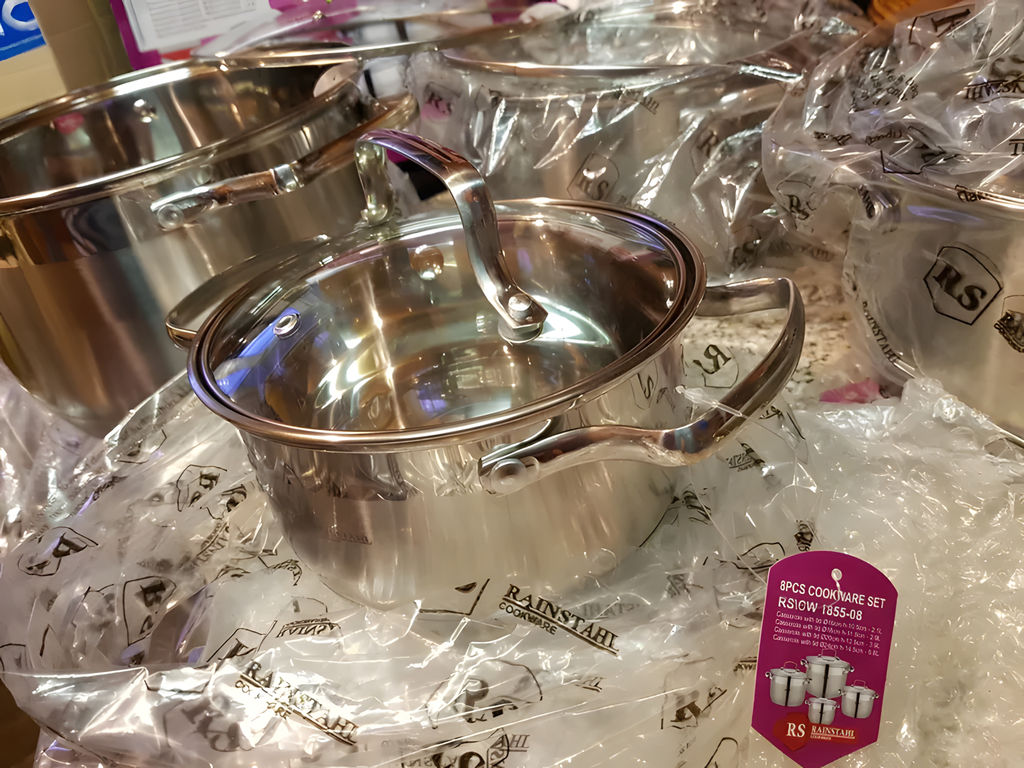 Набор посуды 8 пр "Бохманн" (2,1л,2,9л,3,9л,6,6л) стекл. крыш., 7-ти шаг дно, арт. RS/CW1855-08