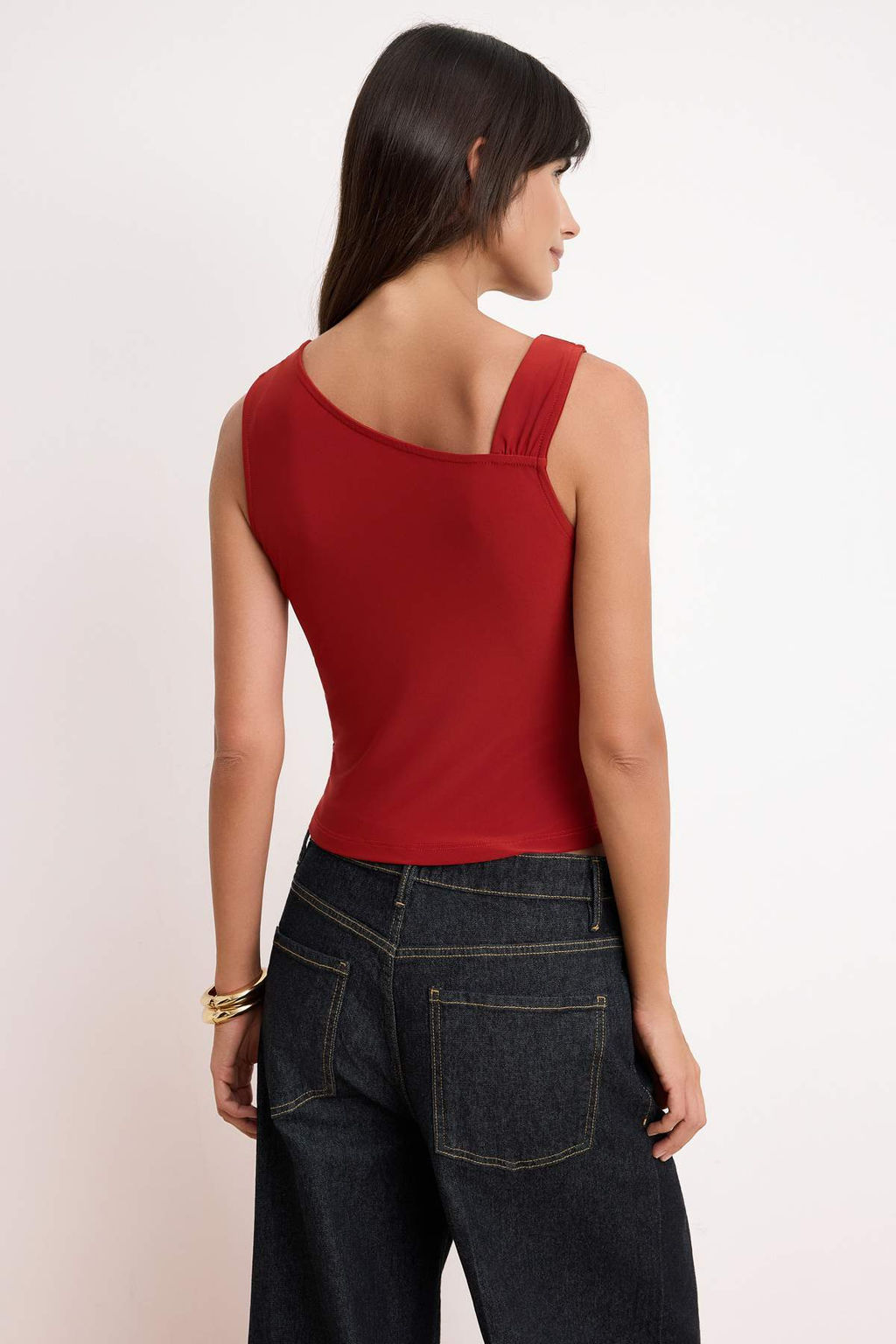 Kiremit Fitted/Vucuda Oturan Asimetrik Yaka Aksesuar Detayl? Esnek Orme Bluz TWOSS26BZ00187