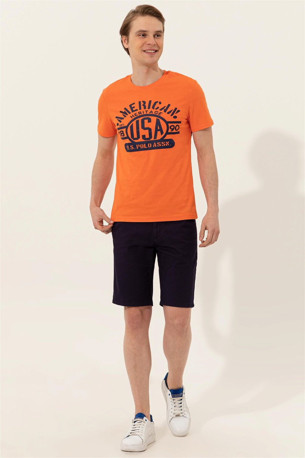 U. S. Polo Assn Мужская оранжевая футболка с круглым вырезом - U.s. polo assn фото 10