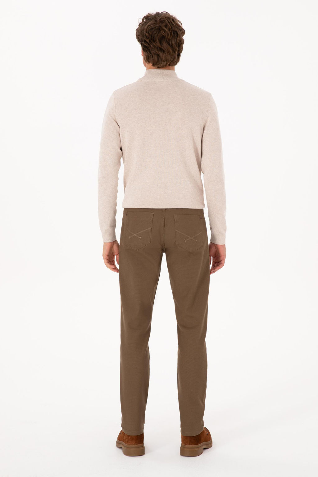 Erkek Haki Slim Fit Kanvas / Chino Pantolon
