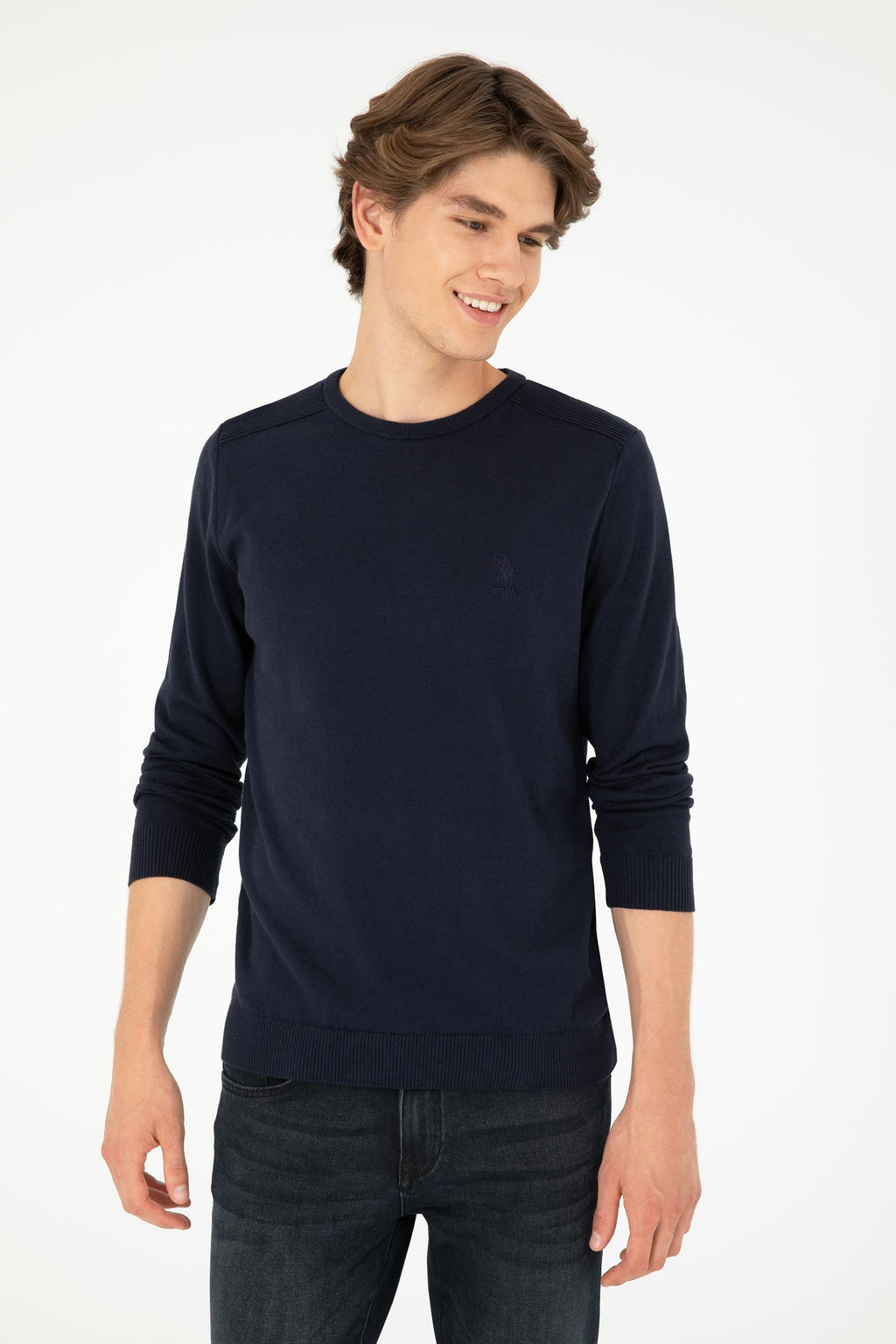 Мужской темно-синий базовый свитер Неожиданная скидка в корзине - U.s. polo assn фото 3