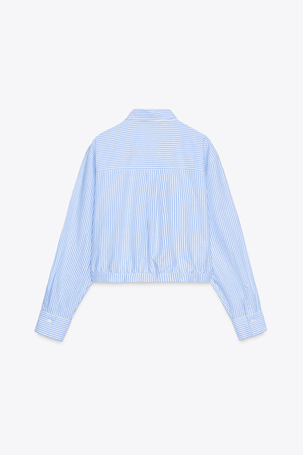 PLEATED WAIST STRIPED CROPPED OXFORD SHIRT - Zara фото 7