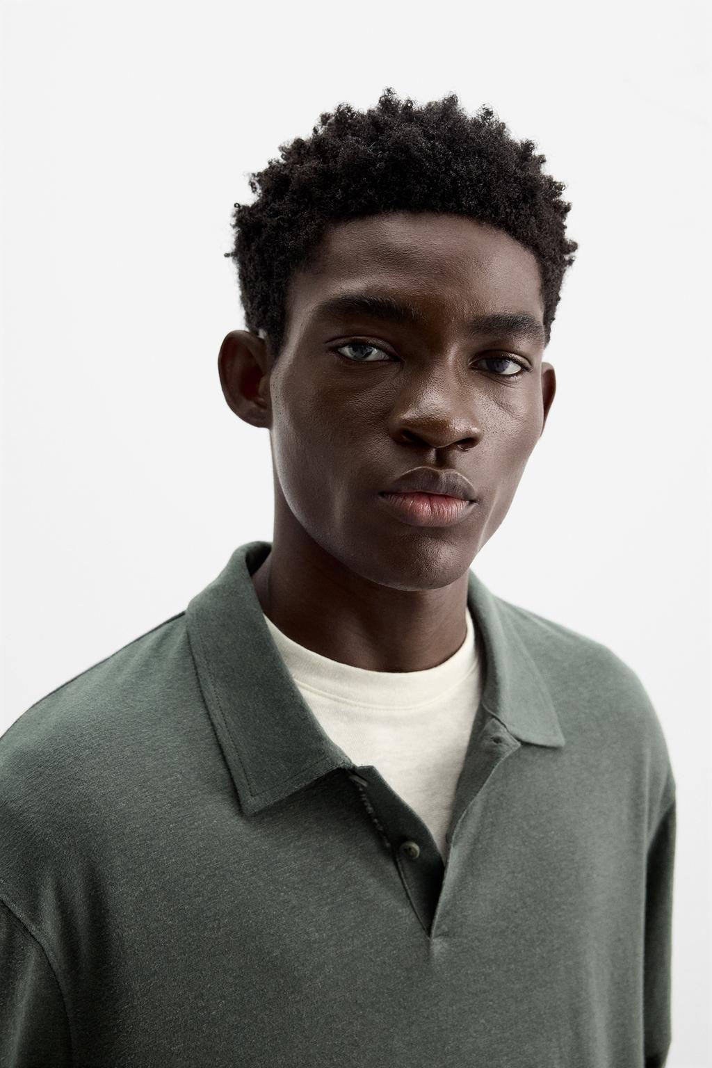 LINEN BLEND POLO SHIRT - Zara фото 6