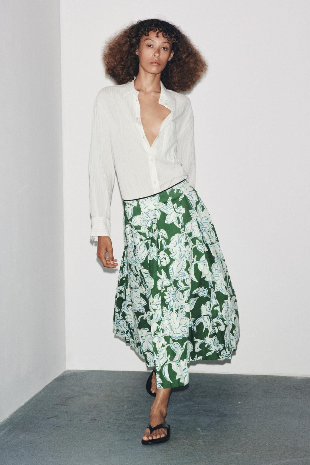 ZW COLLECTION PLEATED FLORAL SKIRT - Zara фото 3