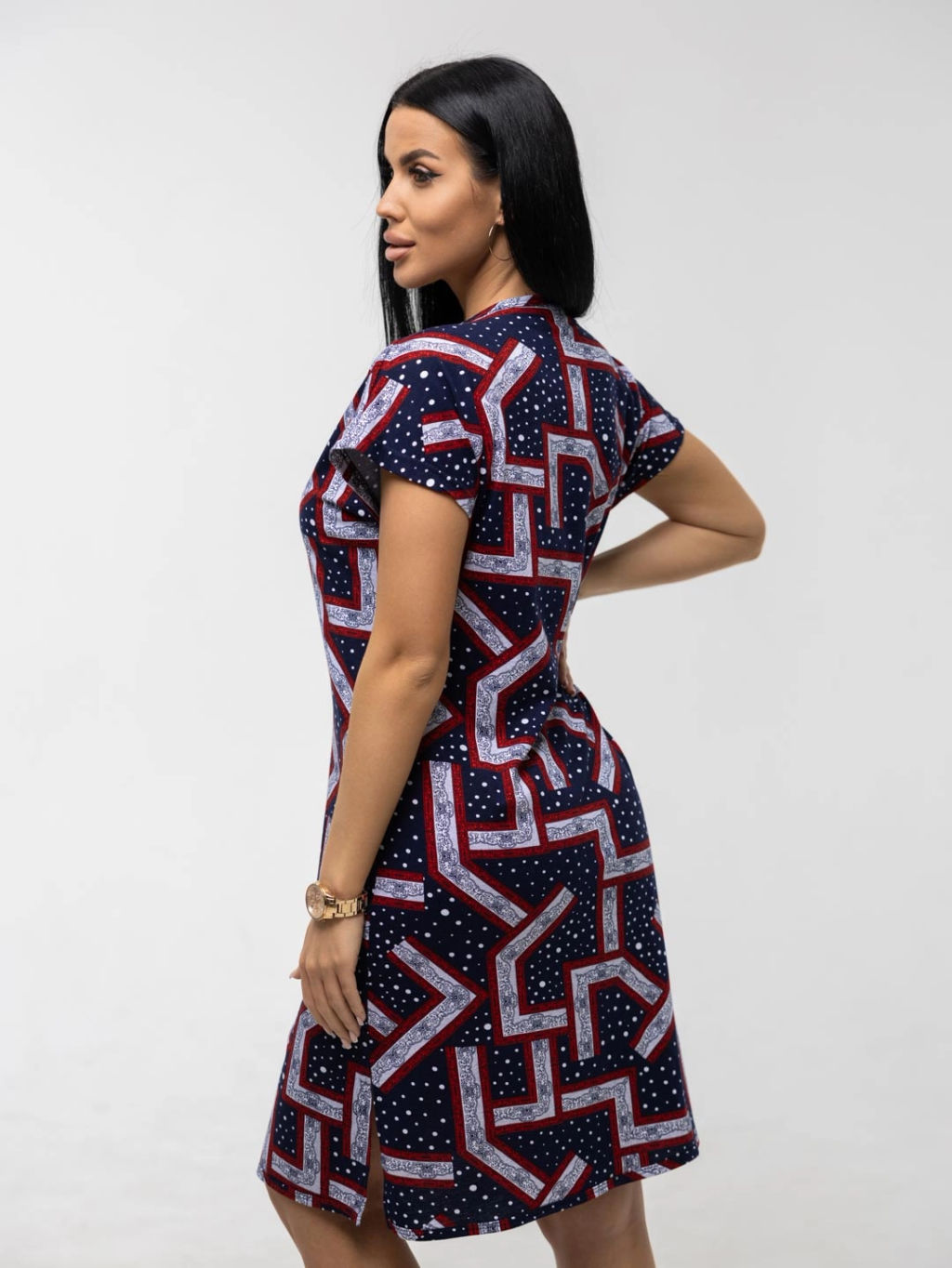 Халат женский, цвет синий красный