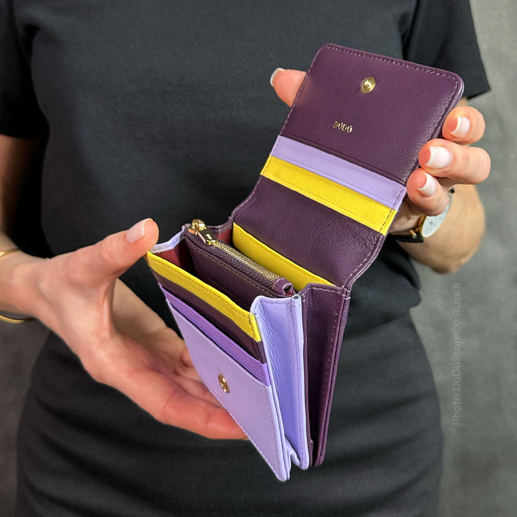 Итальянский кожаный кошелек DuDu серии Flores | темно-фиолетовый - Dudubags фото 8