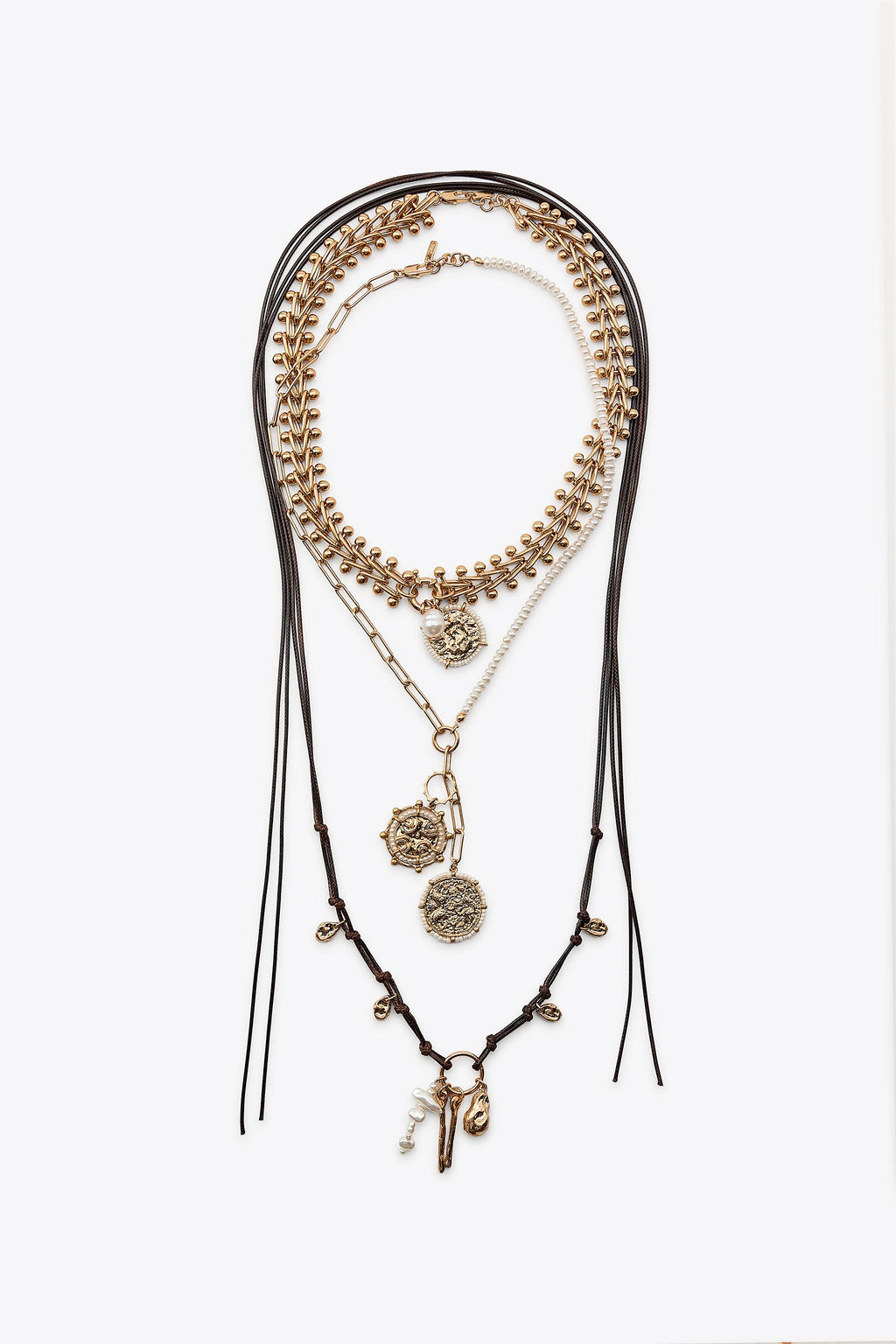 3-PACK OF MEDALLION AND PEARL NECKLACES - Zara фото 3
