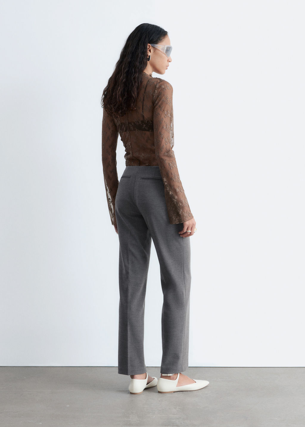 Top de encaje de manga larga - H&m фото 7