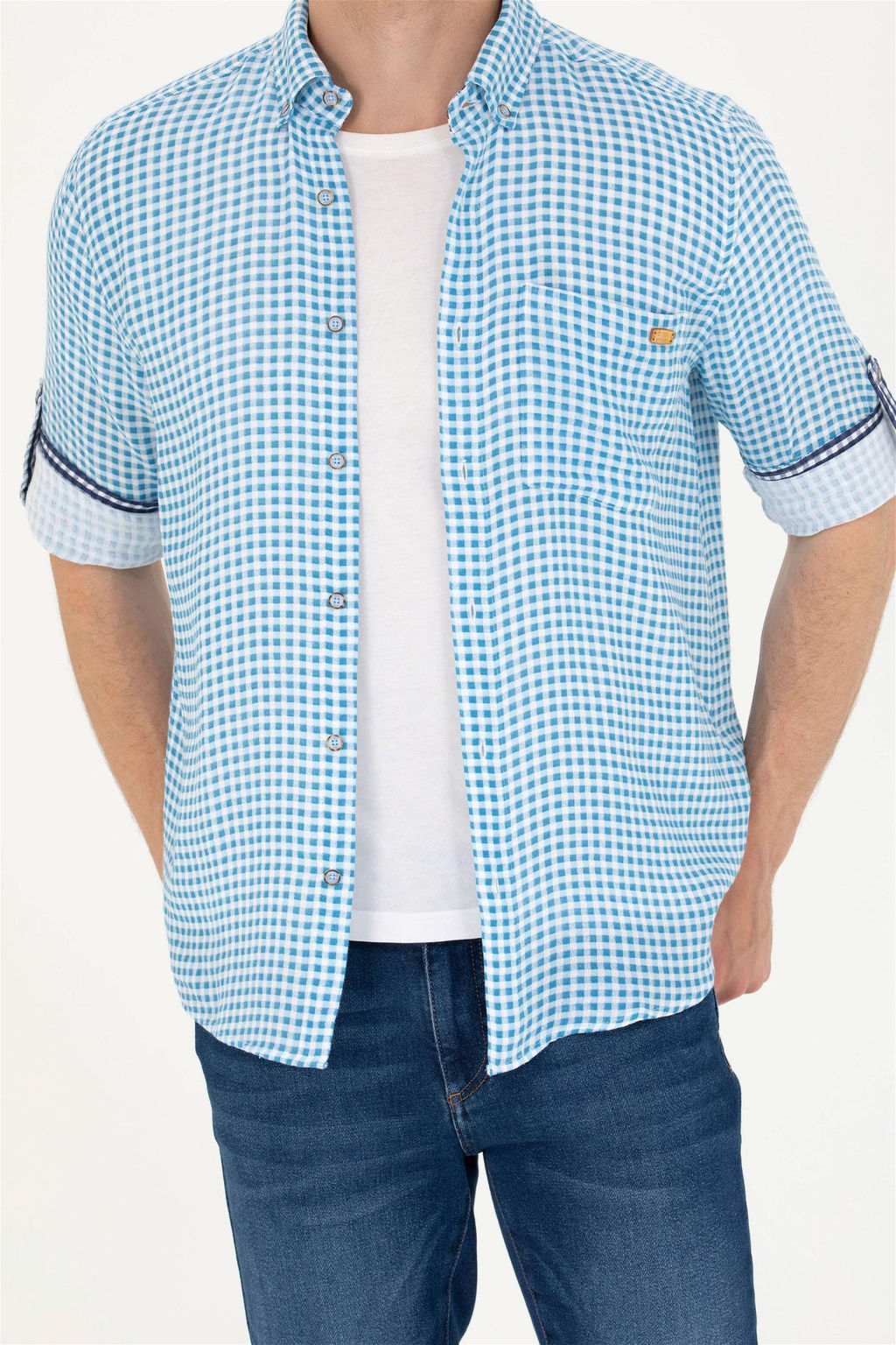 U. S. Polo Assn Мужская синяя рубашка в клетку - U.s. polo assn фото 13