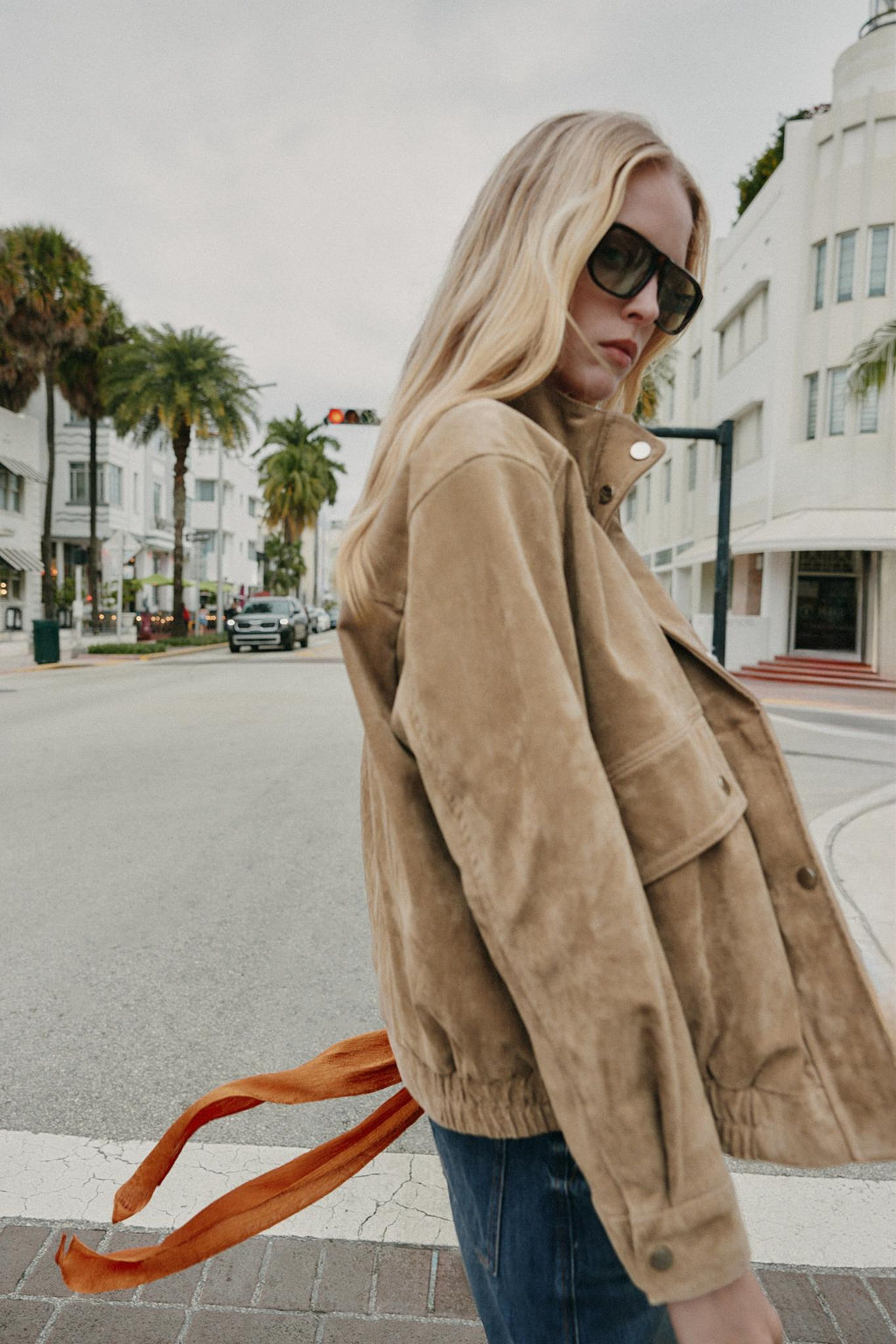 100% SUEDE LEATHER HIGH-NECK JACKET - Zara фото 17