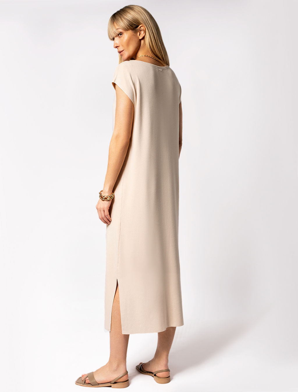 VILATTE / Платье из вискозы, связанное плетением интерлок с ремешком  фото 4