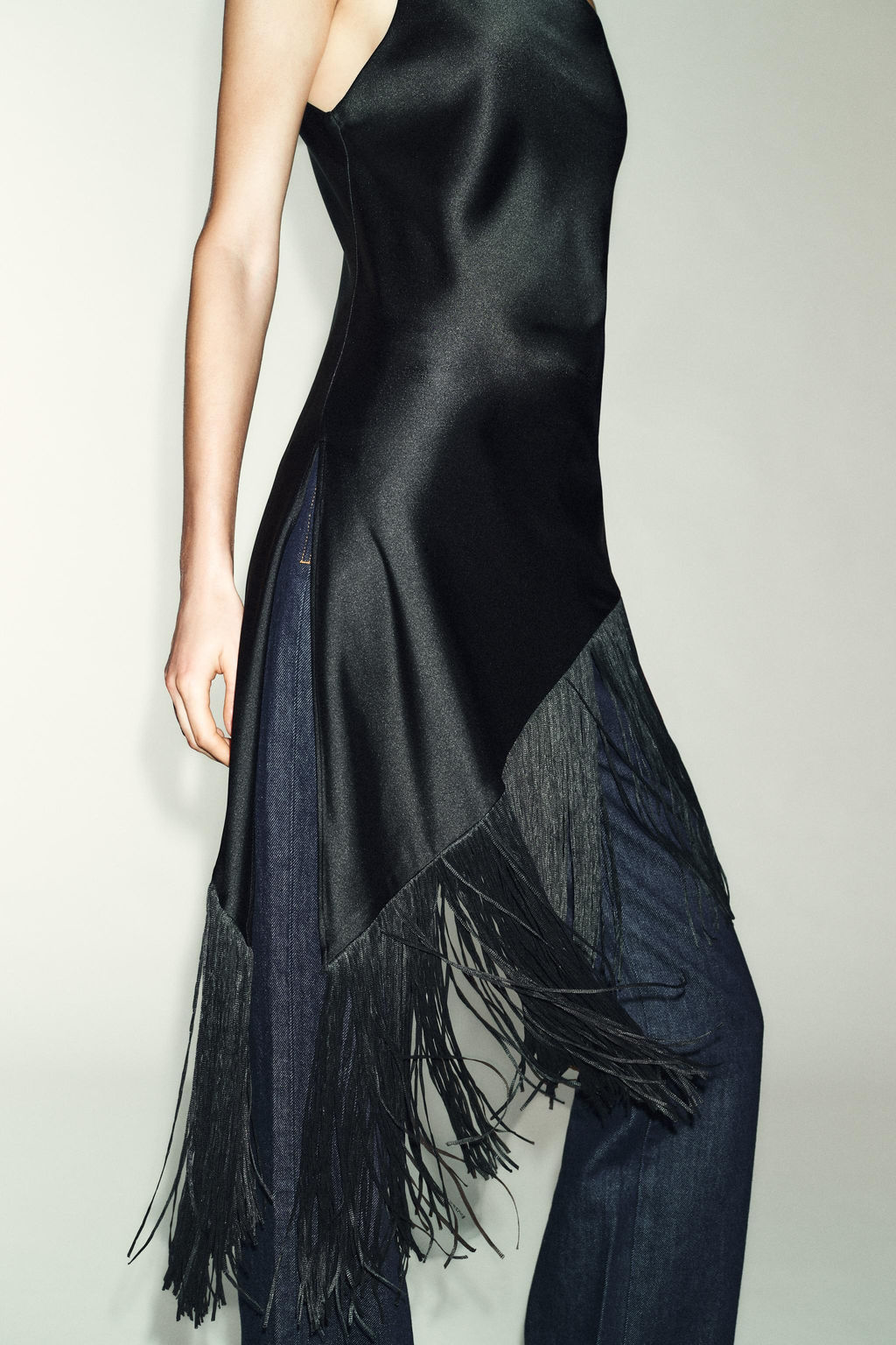 LONG SATIN TOP WITH FRINGING - Zara фото 3