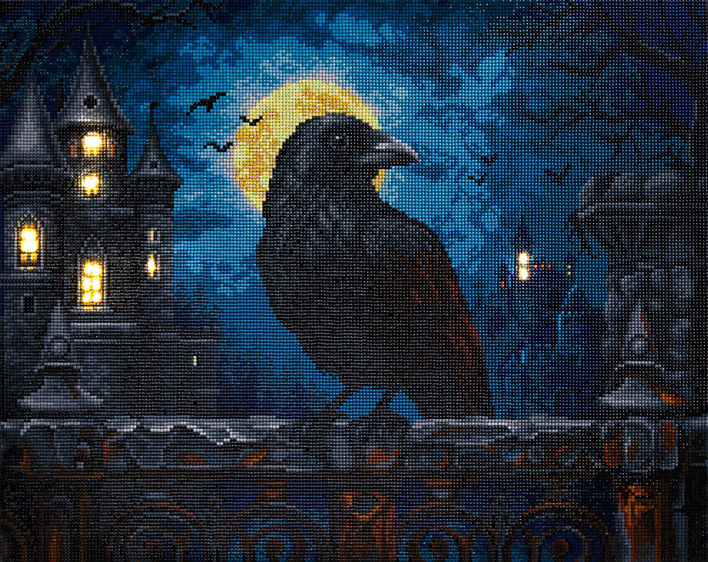 Кристальная (алмазная) мозаика ФРЕЯ ALDD-291 на подрамнике Ворон (со светодиодами) 50 х 40 см