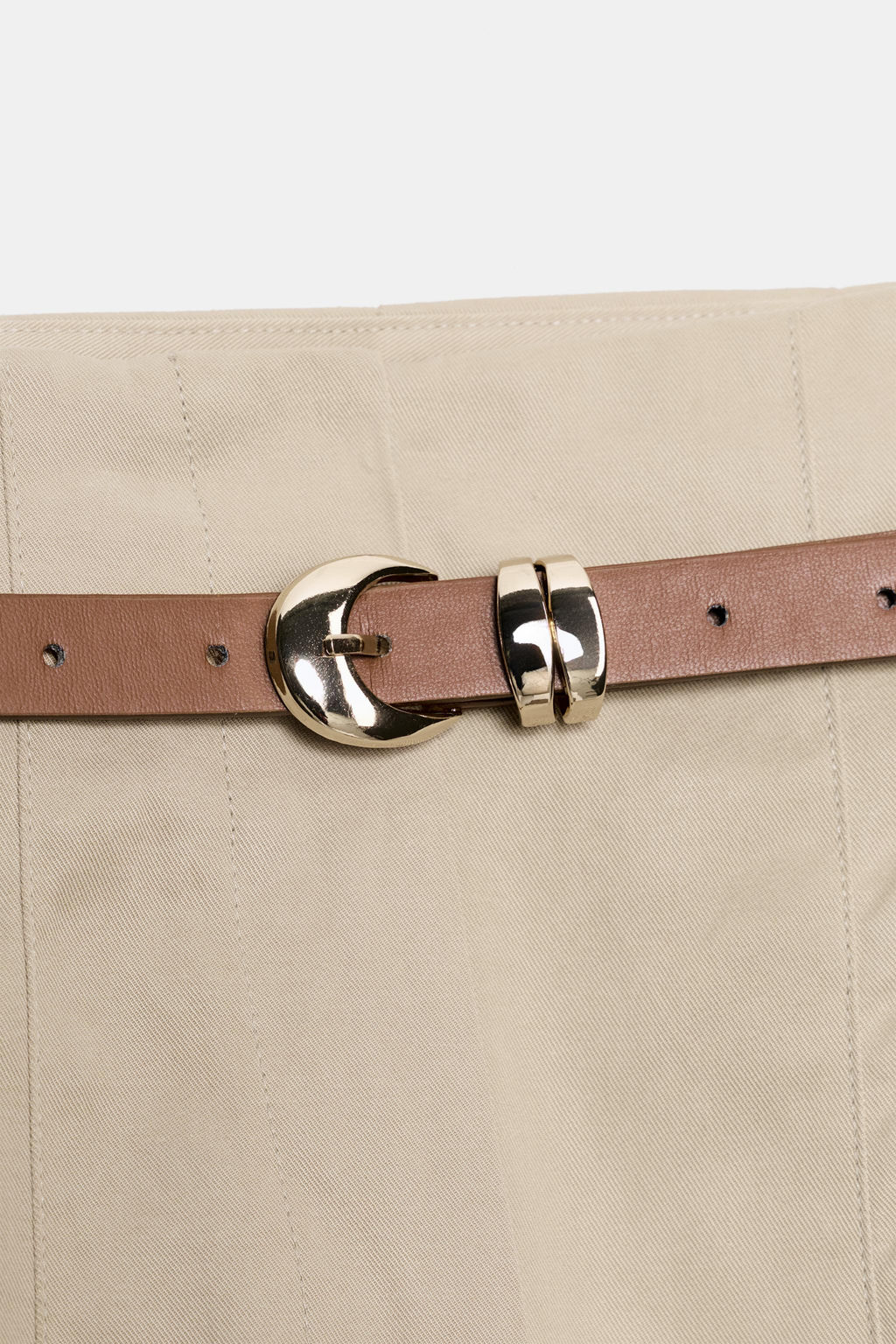 PANTAL?N TIRO ALTO CINTUR?N / Camel claro - Zara фото 9