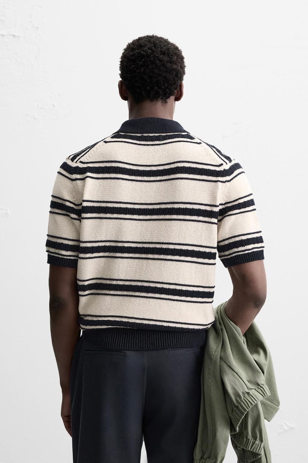 STRIPED JACQUARD KNIT POLO SHIRT - Zara фото 3