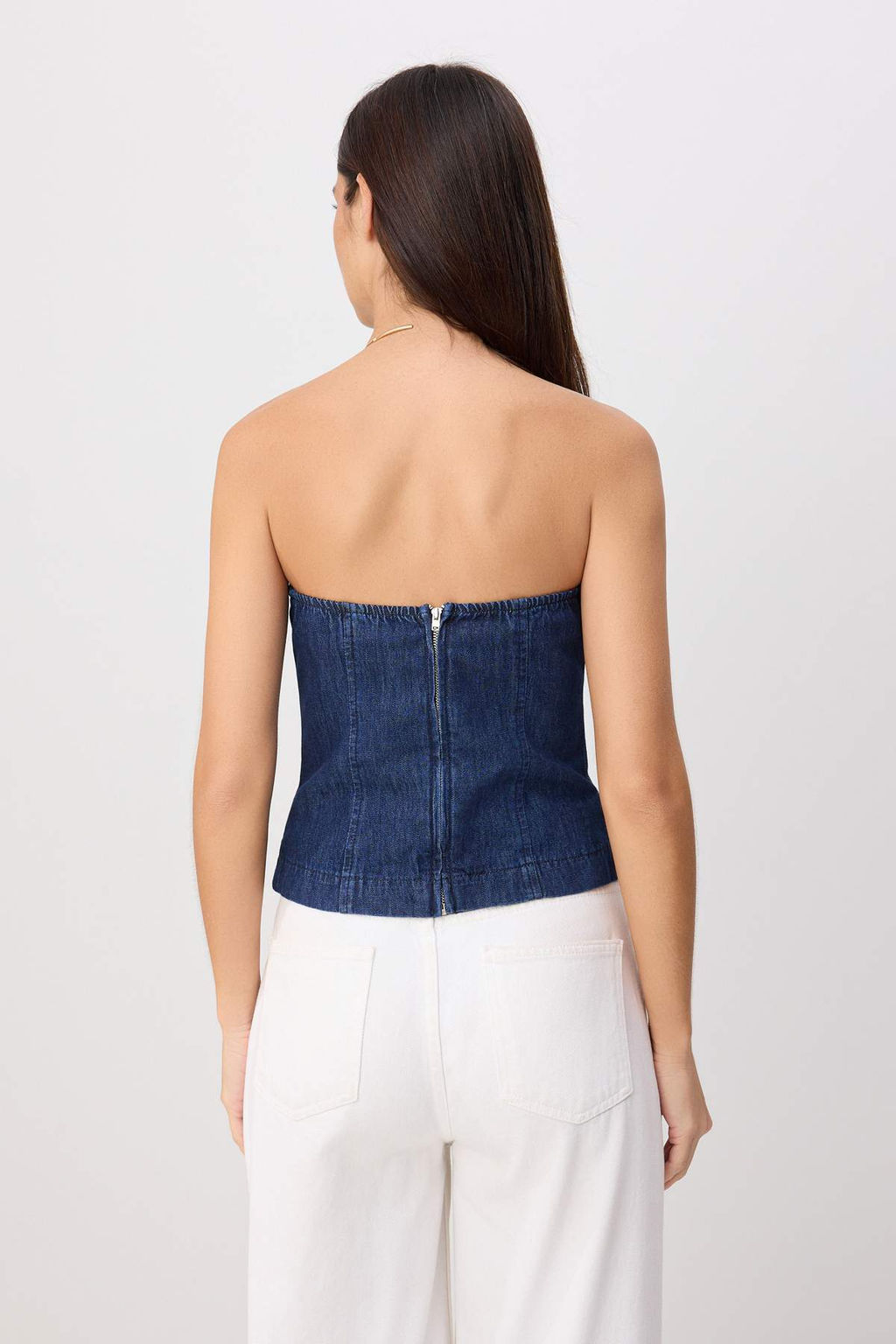 Koyu Mavi Raw Straplez Denim Bluz TWOSS26BZ00847 - Trendyolmilla фото 4