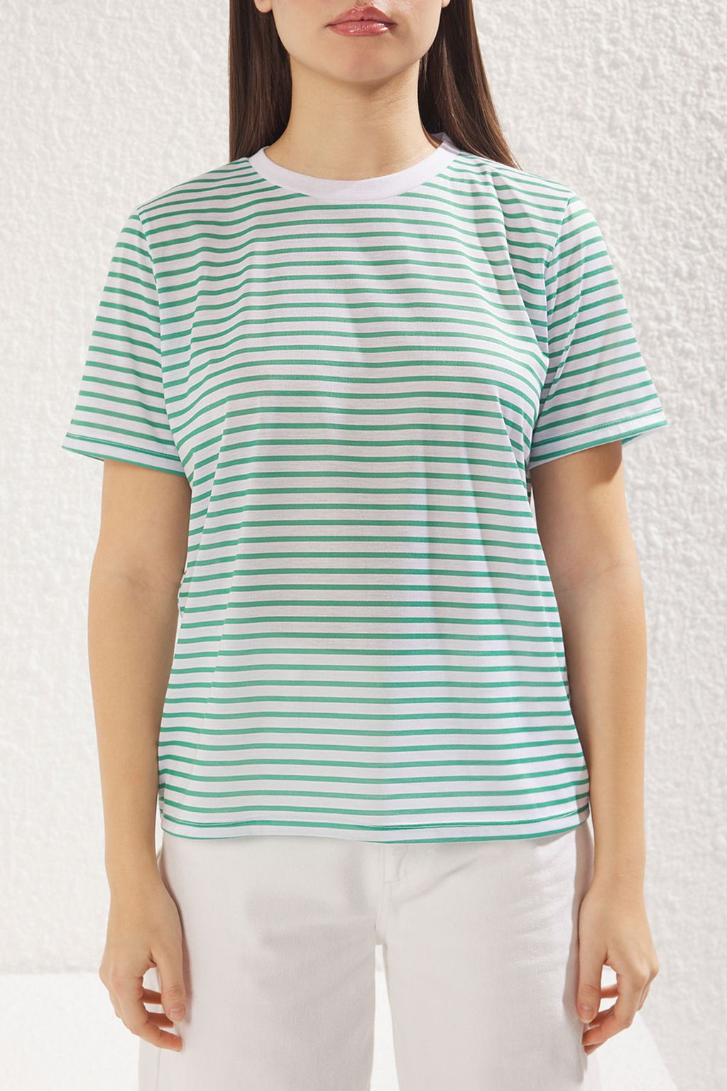 TRENDYOLMILLA K?rm?z? Cizgili Basic Orme T-Shirt TWOSS21TS0904  фото 3