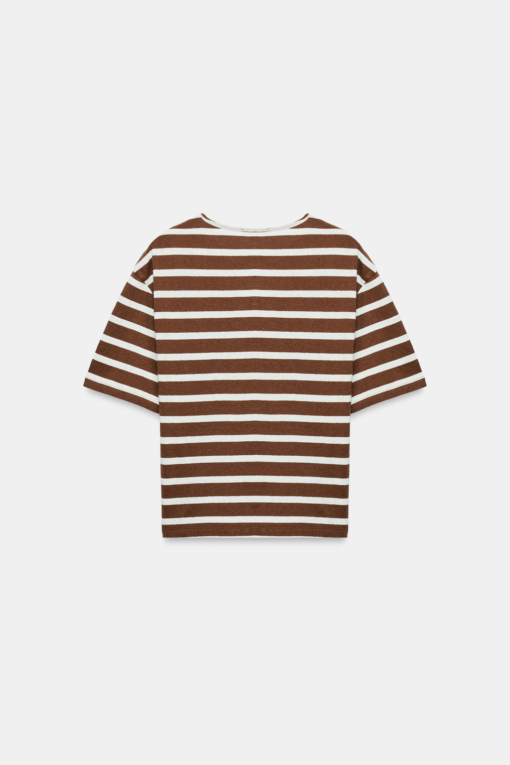 CAMISETA MANGA CORTA RAYAS / Marr?n - Zara фото 7