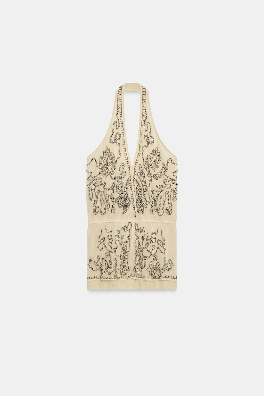TOP HALTER BORDADOS ZW COLLECTION LIMITED EDITION / Beige