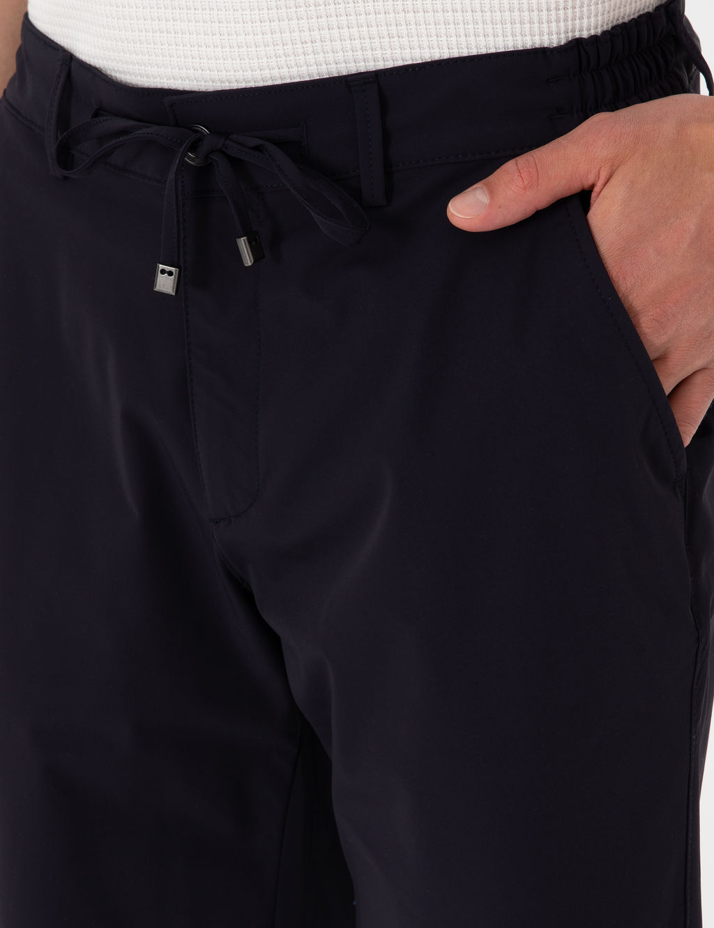 Lacivert Slim Fit Beli Lastikli Ba_c_kl_ Dokuma _ort