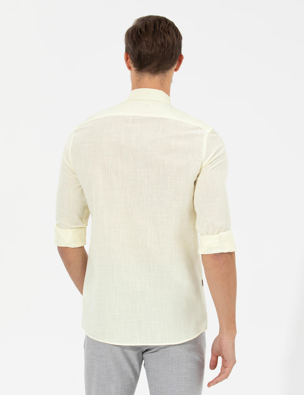 Рубашка Slim Fit желтая с длинным рукавом