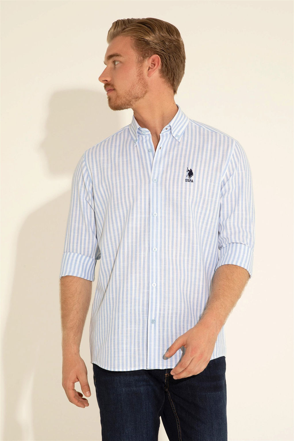 U. S. Polo Assn / Мужская синяя рубашка с длинным рукавом - U.s. polo assn фото 2