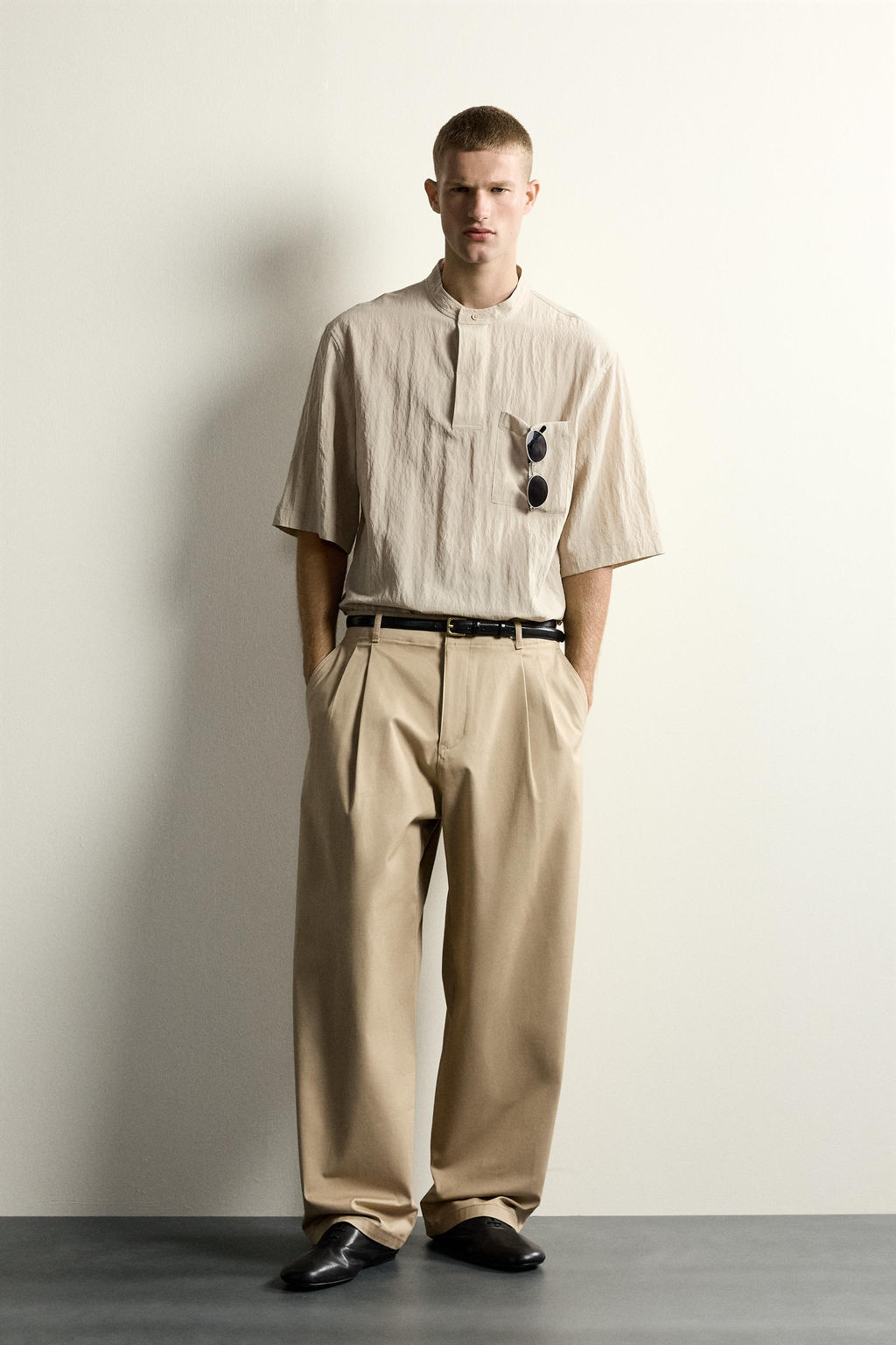 CAMISA POLO FLUIDA / Beige