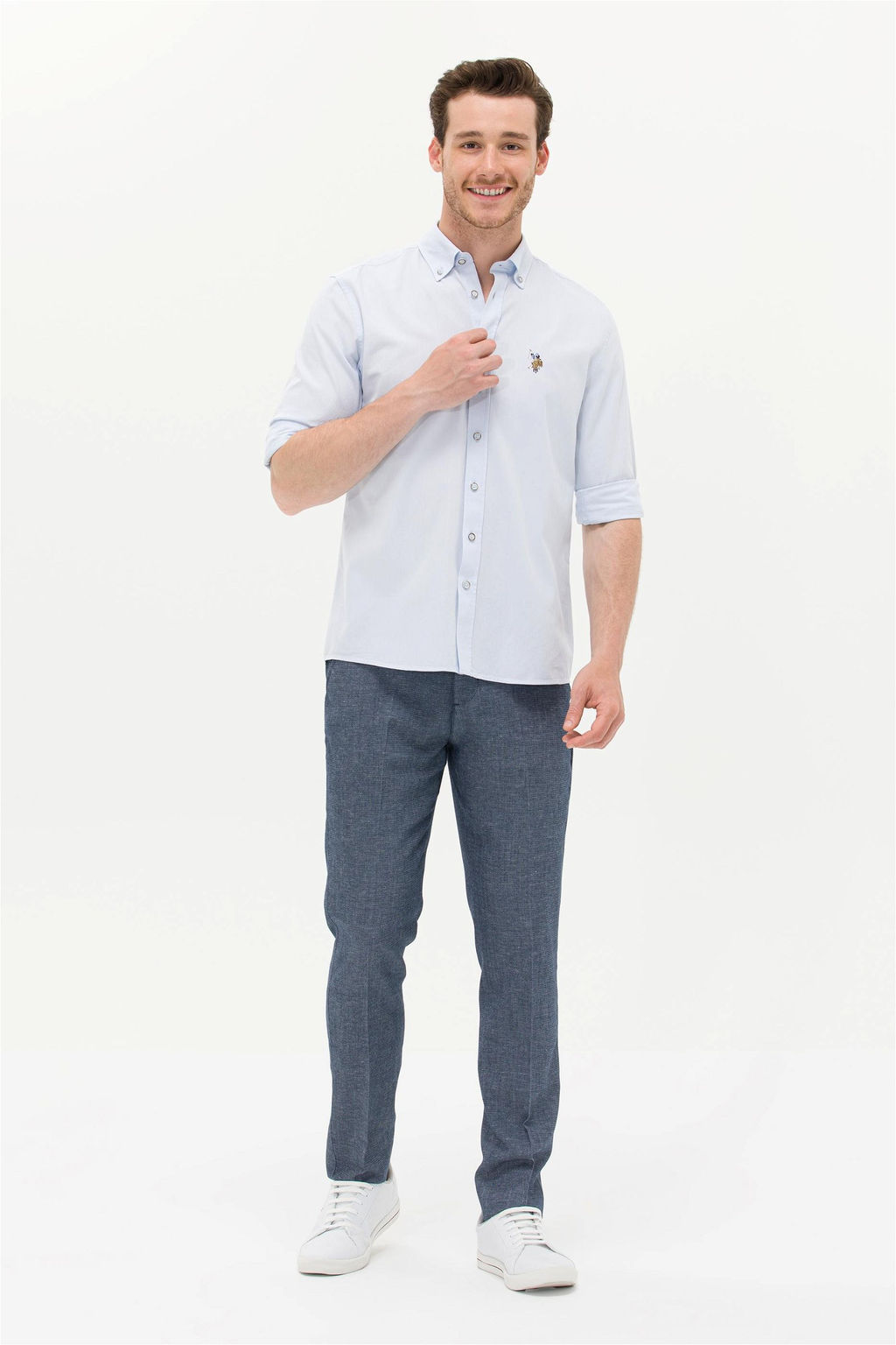 Мужская голубая рубашка с длинным рукавом - U.s. polo assn фото 11