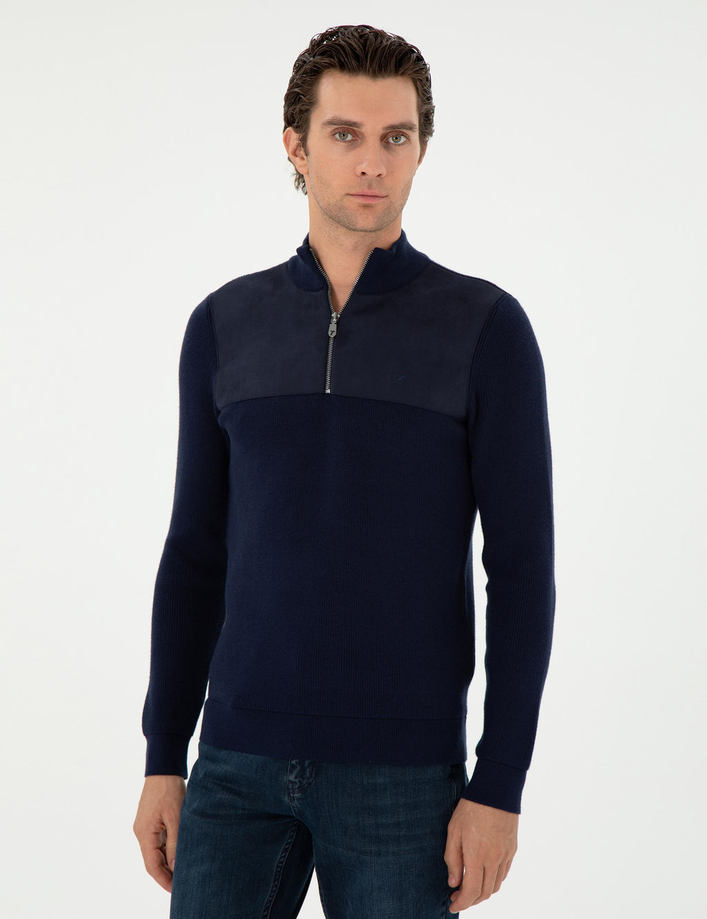 Темно-синий зауженный свитер - Cacharel фото 3