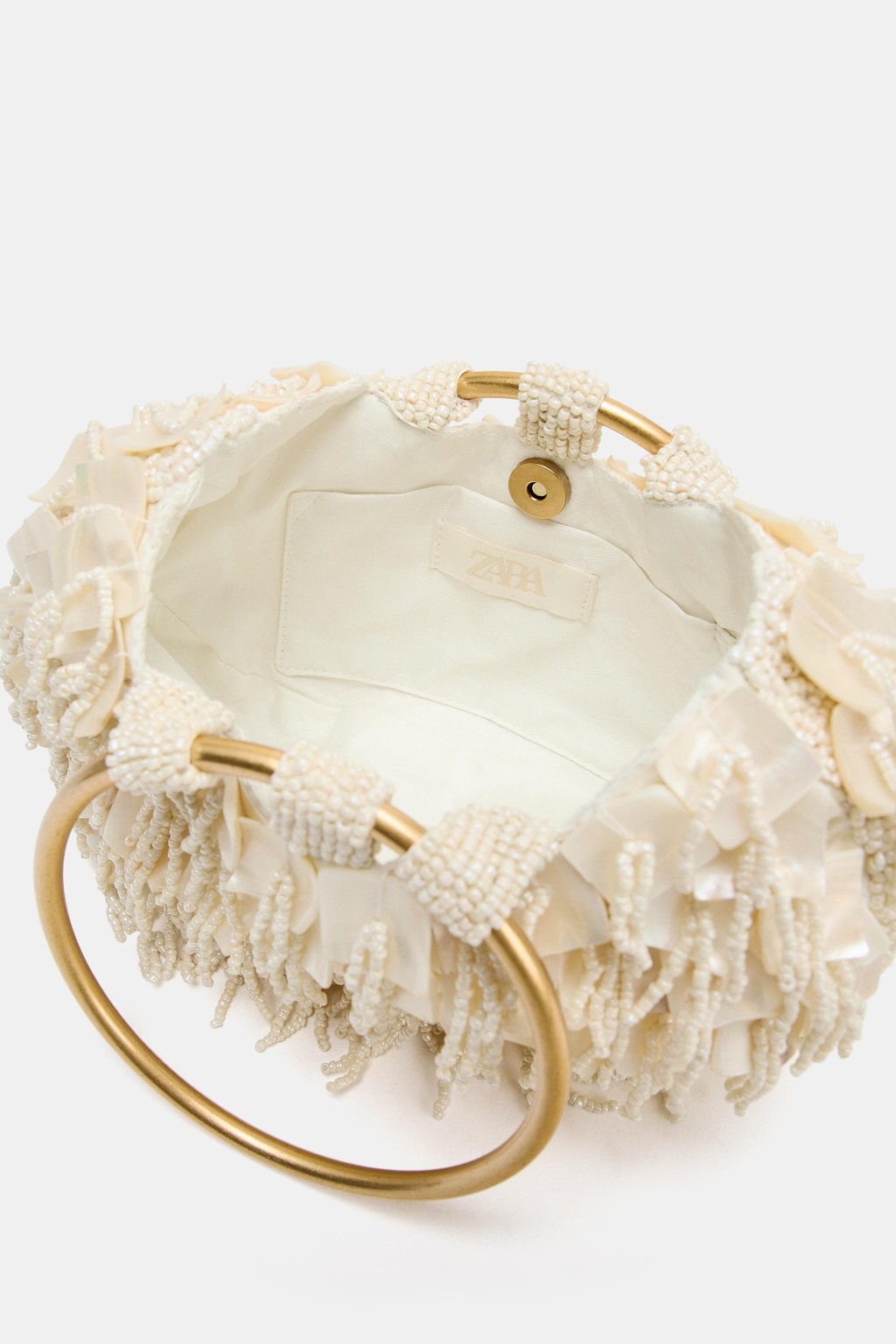 BOLSO DE MANO EFECTO NACARADO / blanco - Zara фото 6