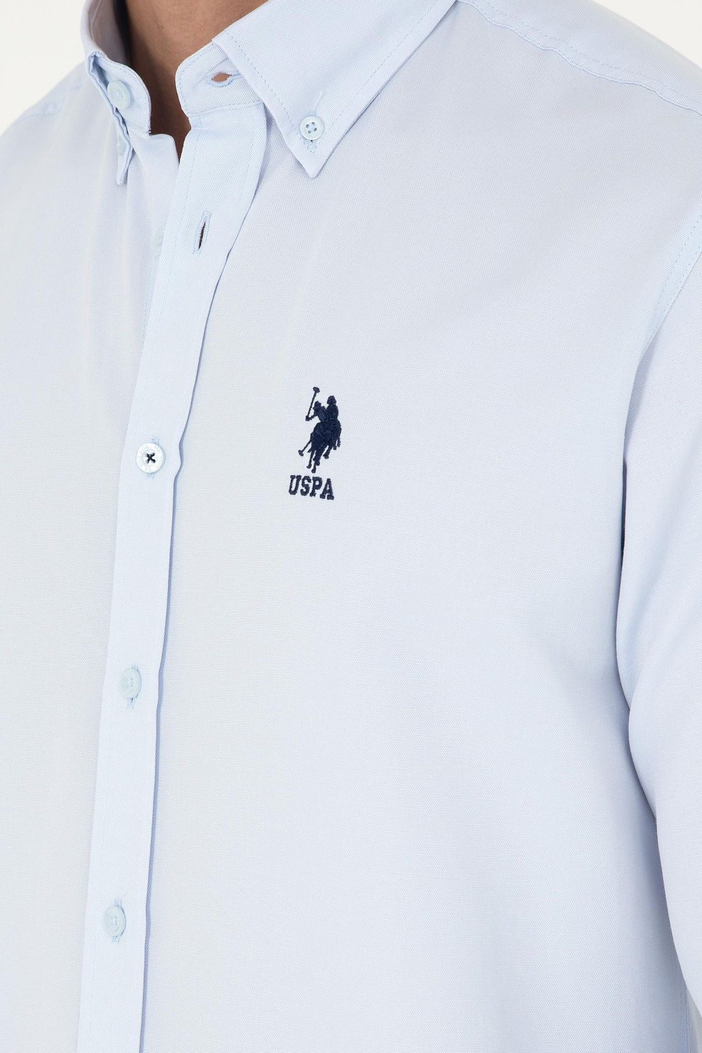 Мужская голубая базовая рубашка с длинным рукавом - U.s. polo assn фото 7