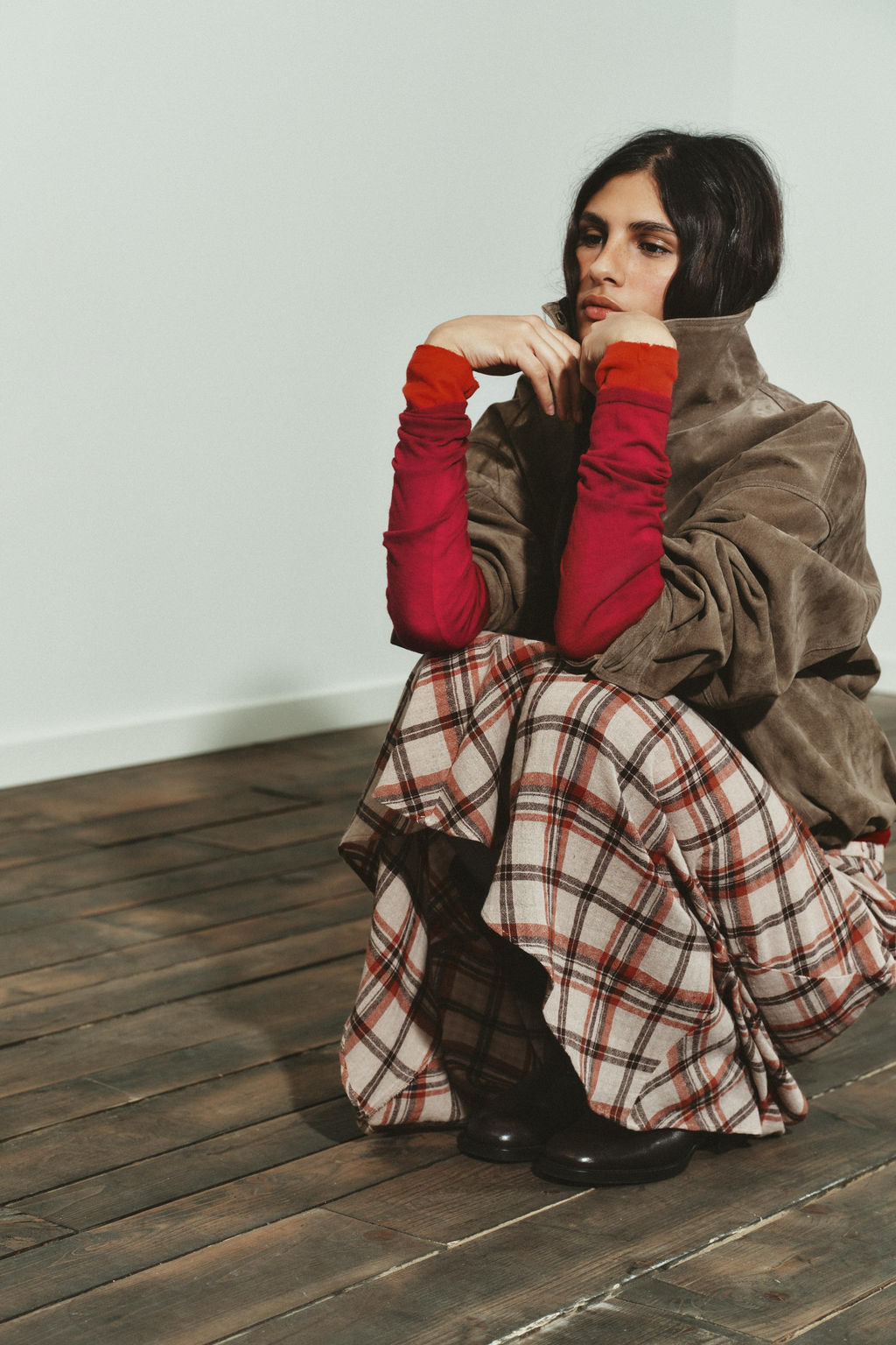 CHECKED MIDI SKIRT - Zara фото 8