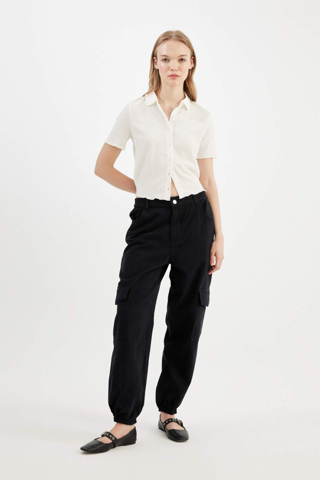 Coool Jogger Pantolon Gabardin KumasNormal Bel Basic Duz Kargo Cepli - Defacto фото 2