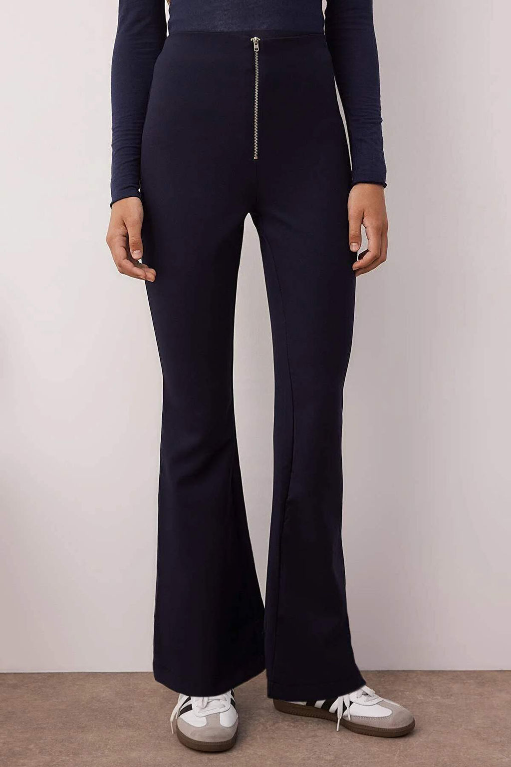 Lacivert Flare Fermuar Detayl? Bootcut Pantolon TWOAW26PL00049