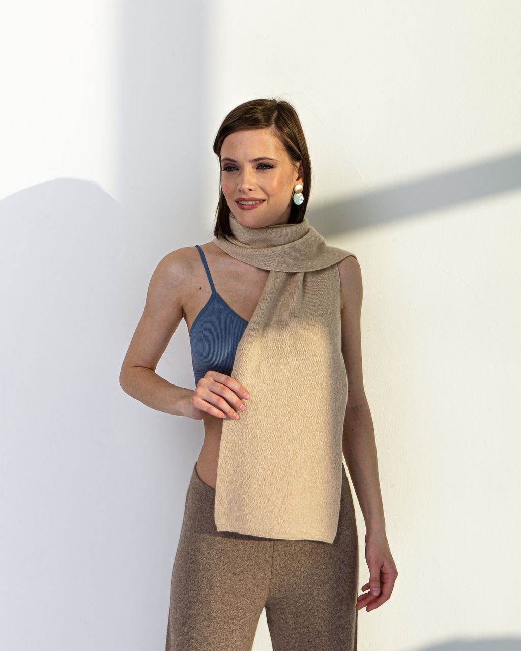 Шарф кашемировый бежевый